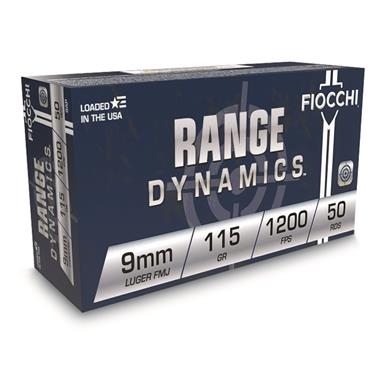 Fiocchi Pistol Shooting Dynamics, 9mm, FMJ, 115 Grain, 50 Rounds