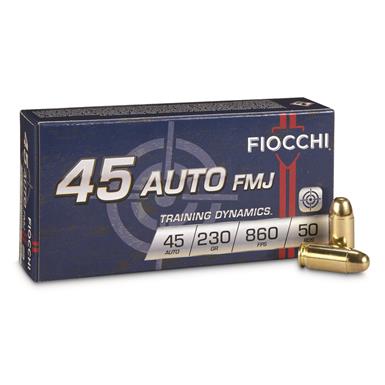 Fiocchi Shooting Dynamics, .45 ACP, FMC, 230 Grain, 50 Rounds