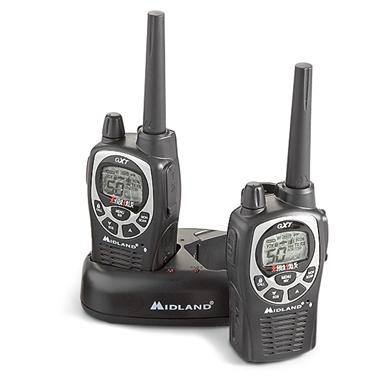 Midland Multi-channel 36-mile 2-Way GMRS Radios with NOAA Weather Alerts, Black, Set of 2