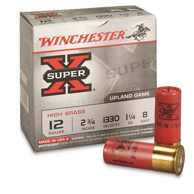 Winchester Super-X High Brass Upland Loads, 12 Gauge, 2 3/4", 1 1/4 oz., 25 Rounds