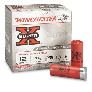 Winchester, 12 Gauge, 2 3/4", 1 1/8 oz., Super-X Heavy Game Field Shotshells, 25 Rounds