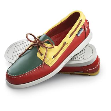 Men's Sebago® Spinnaker Boat Shoes, Green / Yellow / Red - 177383, Boat ...