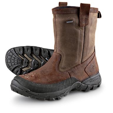 Men's Merrell® Bergenz Pull - on Boots, Brown / Stone - 183778, Casual ...