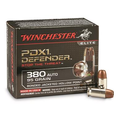 Winchester PDX1 Defender, .380 ACP, BJHP, 95 Grain, 20 Rounds