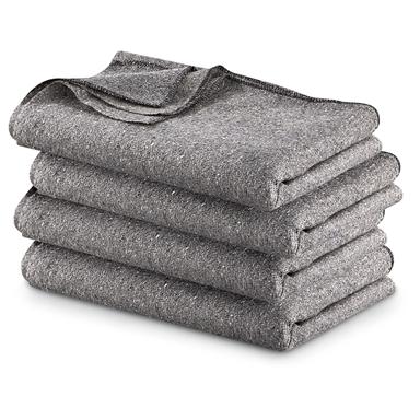 Military Style Wool Blend Blankets, 4 Pack, 60" x 80"