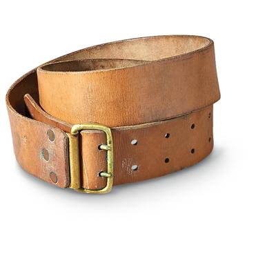 Used Swedish Military Leather Belt, Brown - 196725, Military Field Gear at Sportsman&#39;s Guide