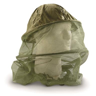 U.S. Military Surplus Mosquito Head Net, Olive Drab, Used