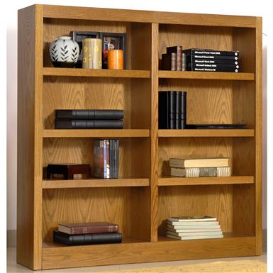 Concepts In Wood Double Wide 8 Shelf Bookcase 206544 Office Concepts In Wood Double Wide 8 Shelf Bookcase Medium Oak