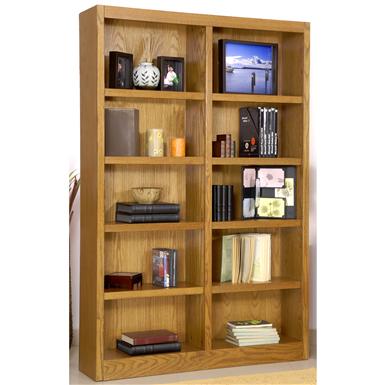 Concepts In Wood Double Wide 10 Shelf Bookcase 206545 Concepts In Wood Double Wide 10 Shelf Bookcase Medium Oak