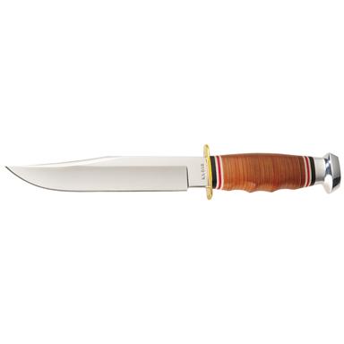 Ka Bar Leather Handled Bowie Knife 207864 Fixed Blade Knives Ka Bar Leather Handled Bowie Knife