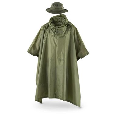Fox Outdoor Ripstop Military Rain Poncho and Boonie Hat Set