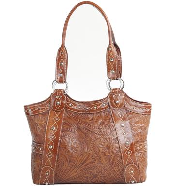 American West Over The Rainbow Collection Hand Tooled Leather Tote American West Over The Rainbow Collection Hand Tooled Leather Tote Caramel
