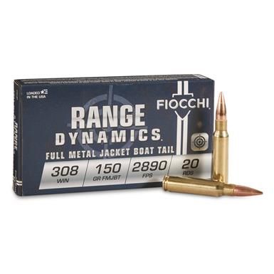 Fiocchi Rifle Shooting Dynamics, .308 Winchester, FMJBT, 150 Grain, 20 Rounds