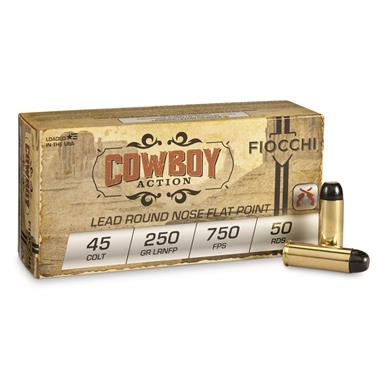 Fiocchi Cowboy, .45 Colt, LRNFP, 250 Grain, 50 Rounds
