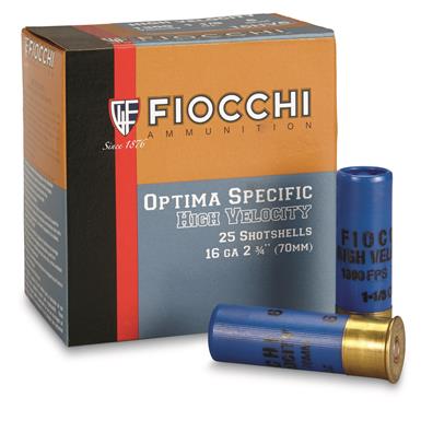 Fiocchi Optima Specific High Velocity, 16 Gauge, 2 3/4", 1 1/8 oz., 25 Rounds
