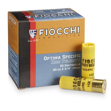 Fiocchi High Velocity, 20 Gauge, 2 3/4", 1 oz., 25 Rounds