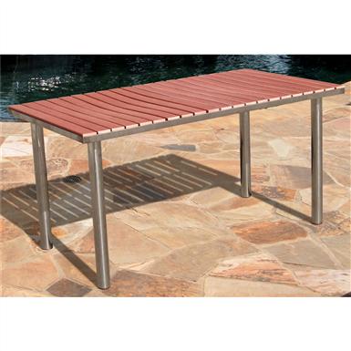 Vifah Stainless Steel Frame Wood Composite Outdoor Rectangular Vifah Stainless Steel Frame Wood Composite Outdoor Rectangular Table
