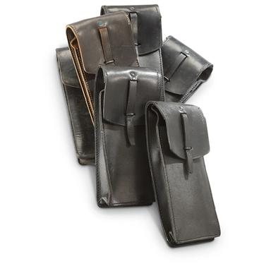 French Military Surplus Leather Mag Pouches, 4 Pack, Like New