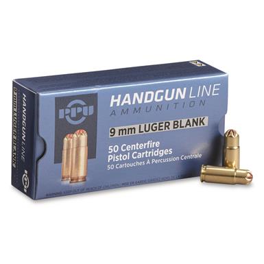 PPU, 9mm, Standard Blank Ammo, 50 Rounds