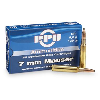 PPU, 7mm Mauser, SP, 139 Grain, 20 Rounds - 223079, 7mm Mauser Ammo at ...