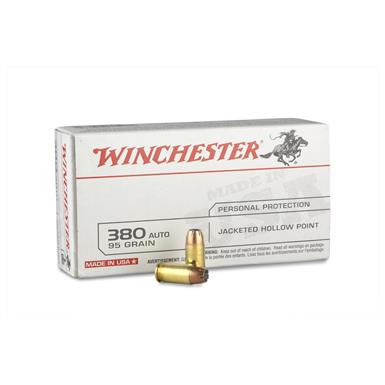 Winchester White Box, .380 ACP, JHP, 95 Grain, 50 Rounds