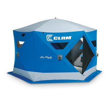 Clam™ Six Pack™ 1550 Mag Hub Pop-up Ice Shelter - 229811, Ice Fishing