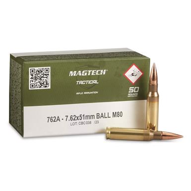 Magtech M80 Ball, .308 (7.62x51mm), FMJ, 147 Grain, 50 Rounds