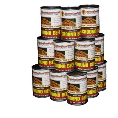 Survival Cave Food Canned Ground Beef, 12 Pack, 14.5-oz. Cans