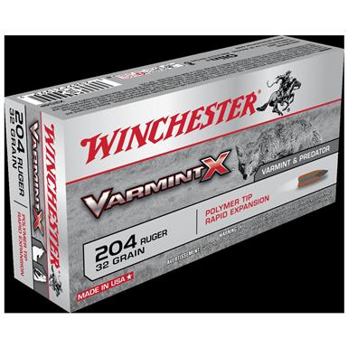 Winchester Varmint X .204 Ruger 32 Grain Varmint X Poly Tip Ammo, 20 rounds