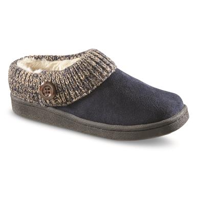 Guide Gear Women's Suede Clog Slippers with Sweater Button Collar