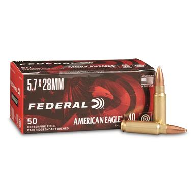 Federal American Eagle, 5.7x28mm, FMJ, 40 Grain, 50 Rounds