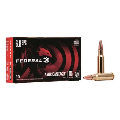 Federal American Eagle 6.8 Remington SPC Ammo, FMJ, 115 Grain, 20 Rounds