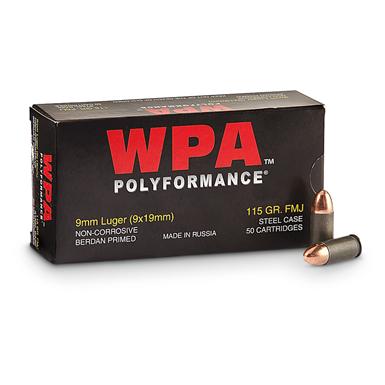 Wolf WPA Polyformance, 9mm, FMJ, 115 Grain, 250 Rounds