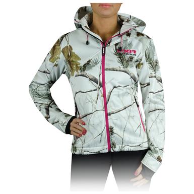 Women's FXR Entice Camo Softshell Hooded Jacket - 589017, Snowmobile ...