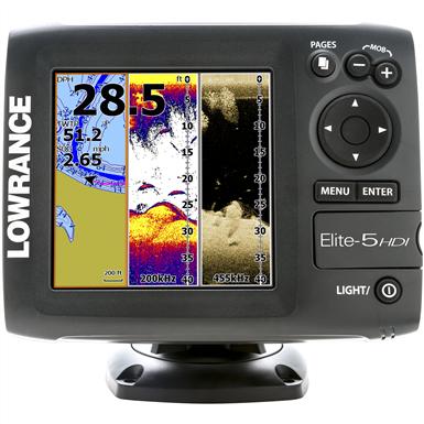 Lowrance Elite-5 HDI Combo Fishfinder & GPS Chartplotter (without ...