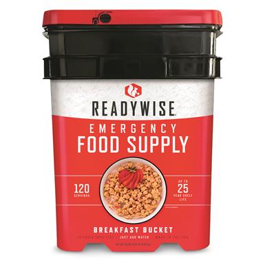 ReadyWise Emergency Food Supply Grab & Go Breakfast Bucket, 120 Servings