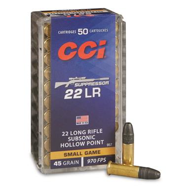 CCI Suppressor, .22LR, HP, 45 Grain, 50 Rounds
