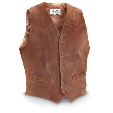 Scully® Western Leather Vest, Brown - 594520, Vests at Sportsman's Guide