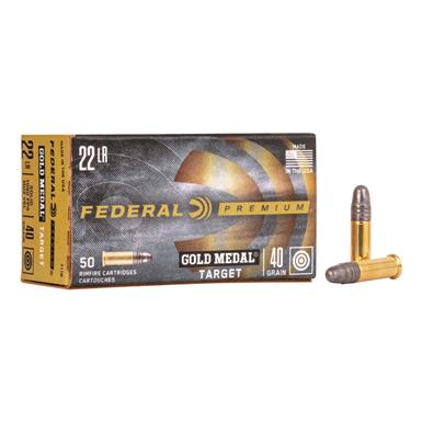 Federal Subsonic Gold Medal Target, .22LR, LRN, 40 Grain, 50 Rounds