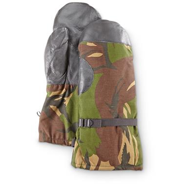 Dutch Military Surplus Canvas/Leather Mittens, New