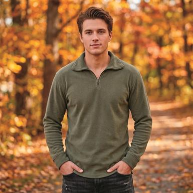 French Military Surplus Quarter Zip Long Sleeve Shirts, 2 Pack, Used