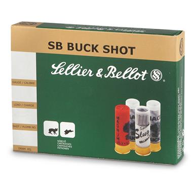 Sellier & Bellot, 2 3/4", 12 Gauge, #4 21-pellet Buckshot, 50 Rounds