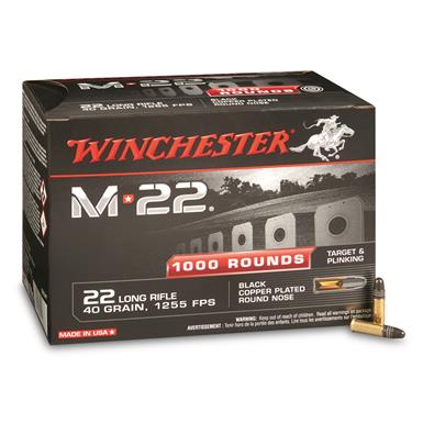 Winchester, M22, .22LR, Copper-Plated Round Nose, 40 Grain, 1,000 Rounds