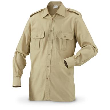 Italian Military Surplus Long Sleeve Khaki Field Shirts, 3 Pack, Used