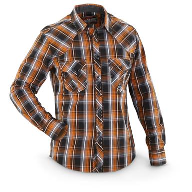 Rock & Roll Cowboy Long-sleeved Snap Satin Western Plaid Shirt - 640692 ...
