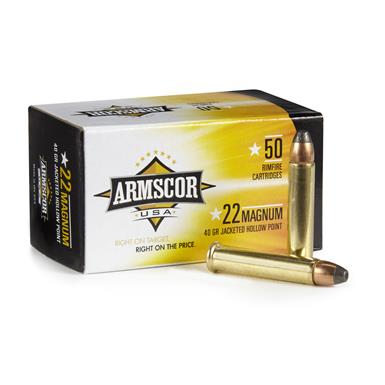 Armscor .22 Magnum Ammo, 40 Grain JHP, 50 Rounds - 644953, .22 Magnum ...