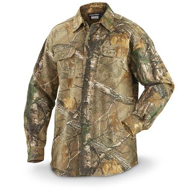 Men's Camouflage Long-Sleeved Flannel Shirt - 648302, Camo & Shooting ...