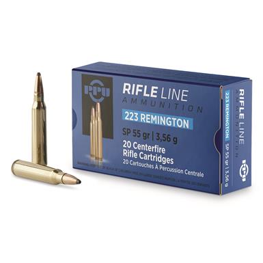 PPU Rifle Line, .223 Remington, SP, 55 Grains, 20 Rounds