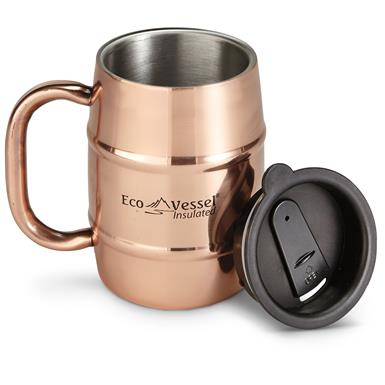 Ecovessel Double Barrel Insulated Copper Beer Coffee Mug 16 Oz Ecovessel Double Barrel Insulated Copper Beer Coffee Mug 16 Oz