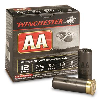 Winchester AA Super Sport Sporting Clays, 12 Gauge, 2 3/4", 1 1/8 oz. Shot Shells, 25 Rounds